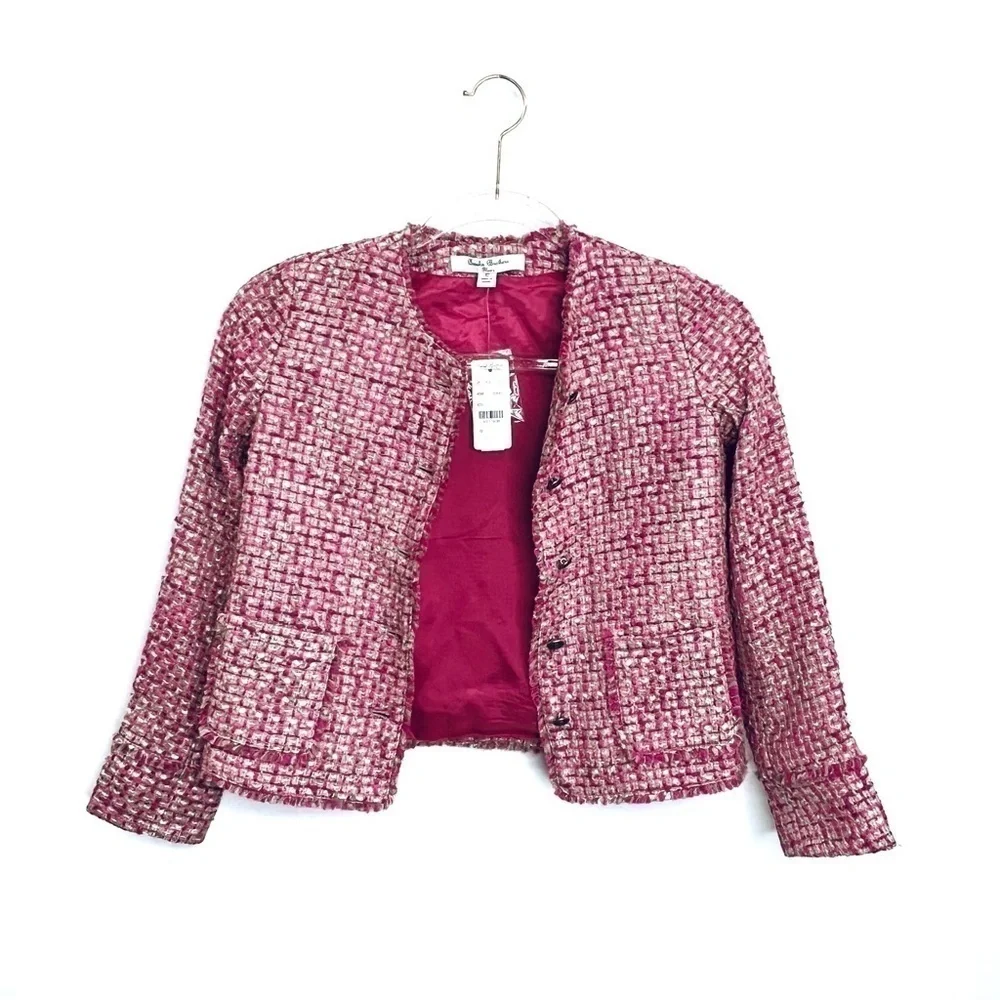 Brooks Bothers Girl’s Tweed Blazer Size 12 Pink Taupe Cream Barbie New NWT